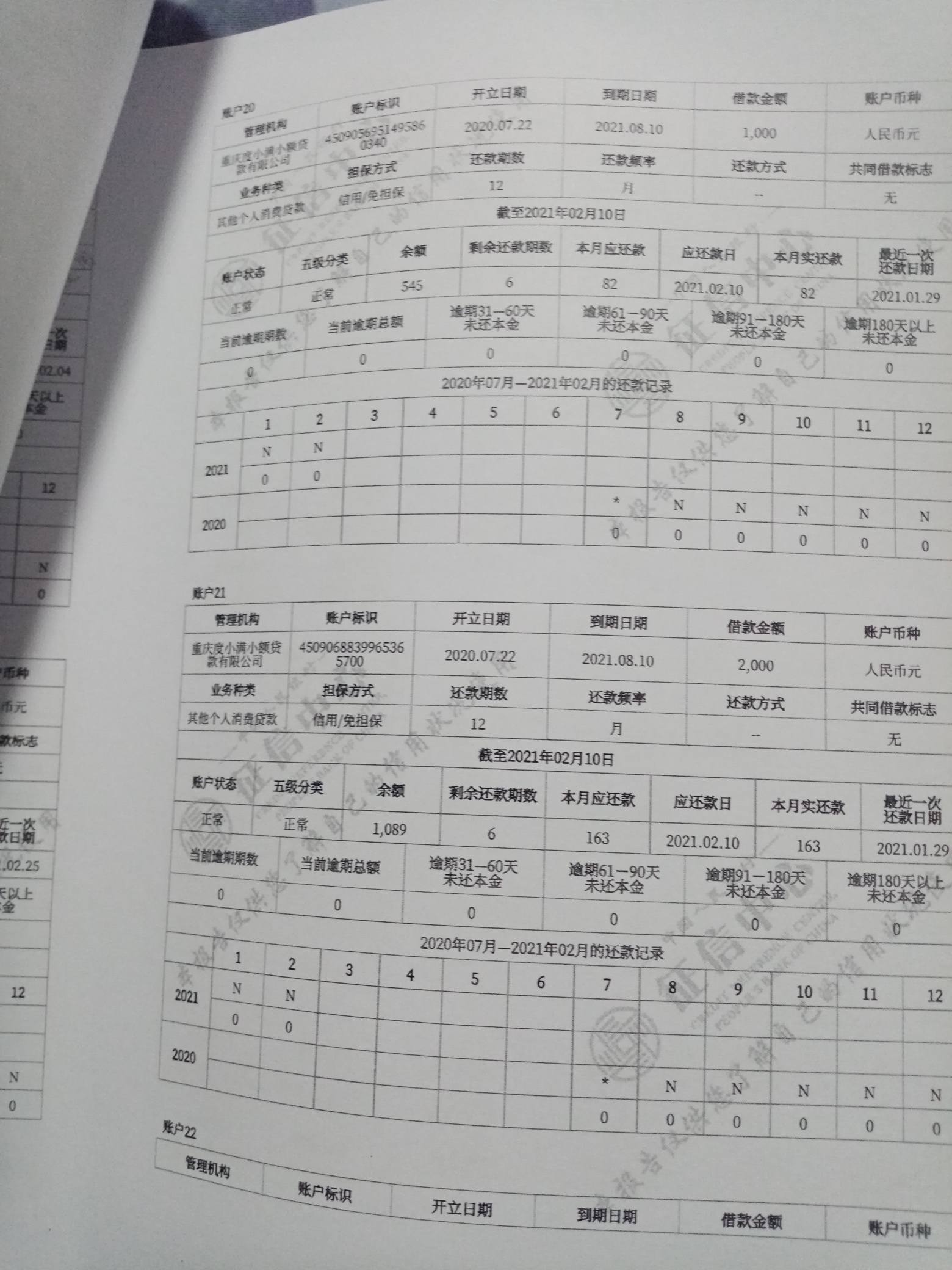 打了个征信报告单，傻了30页有二十多页几乎都是有钱花这条狗的