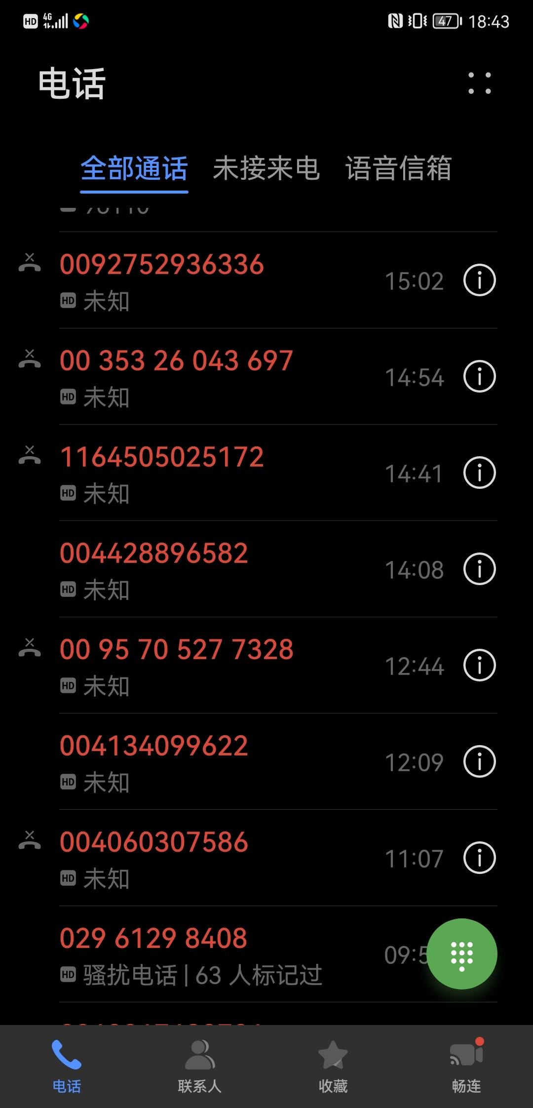 接到好多境外电话