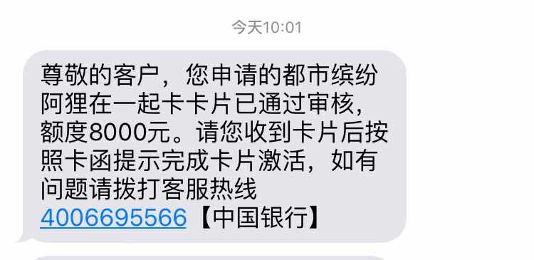 中国银行信用卡申请成功了