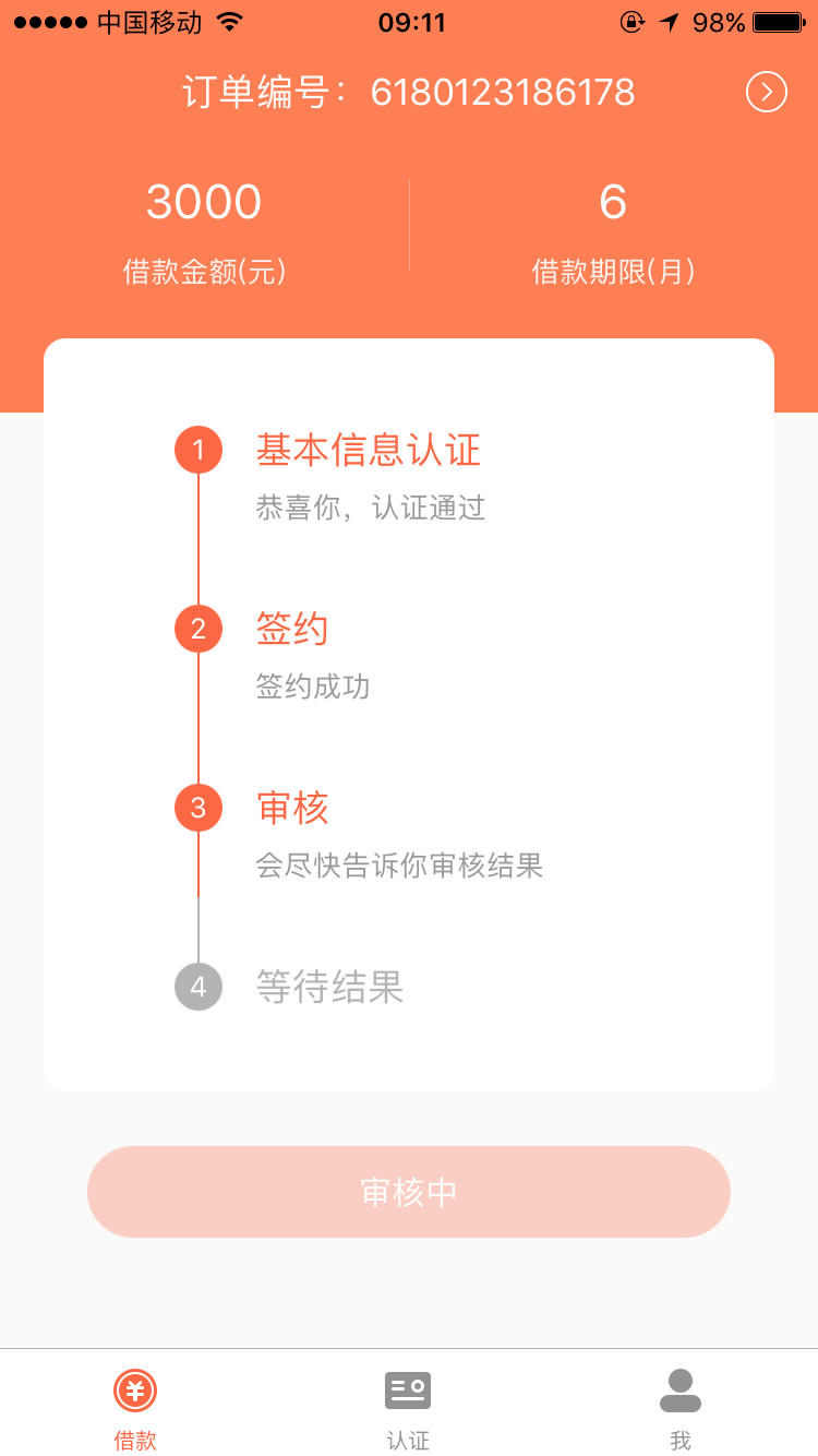 老哥们桔子快贷昨晚申请 到现在还是审核  什么情况 审核不是秒过 ??