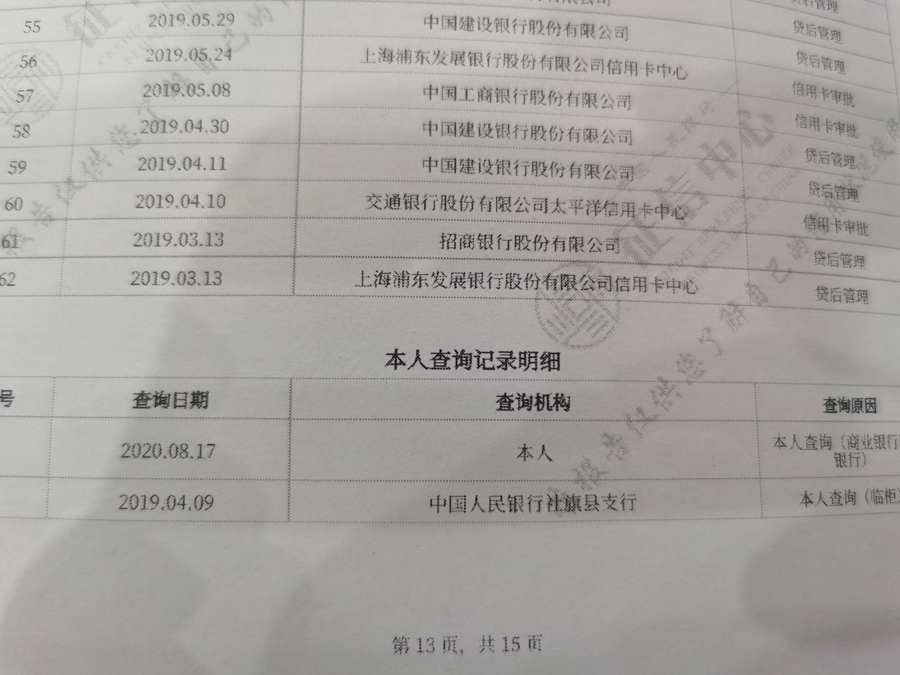 2月26号查询征信内容以及邮储14w白金卡申卡过程