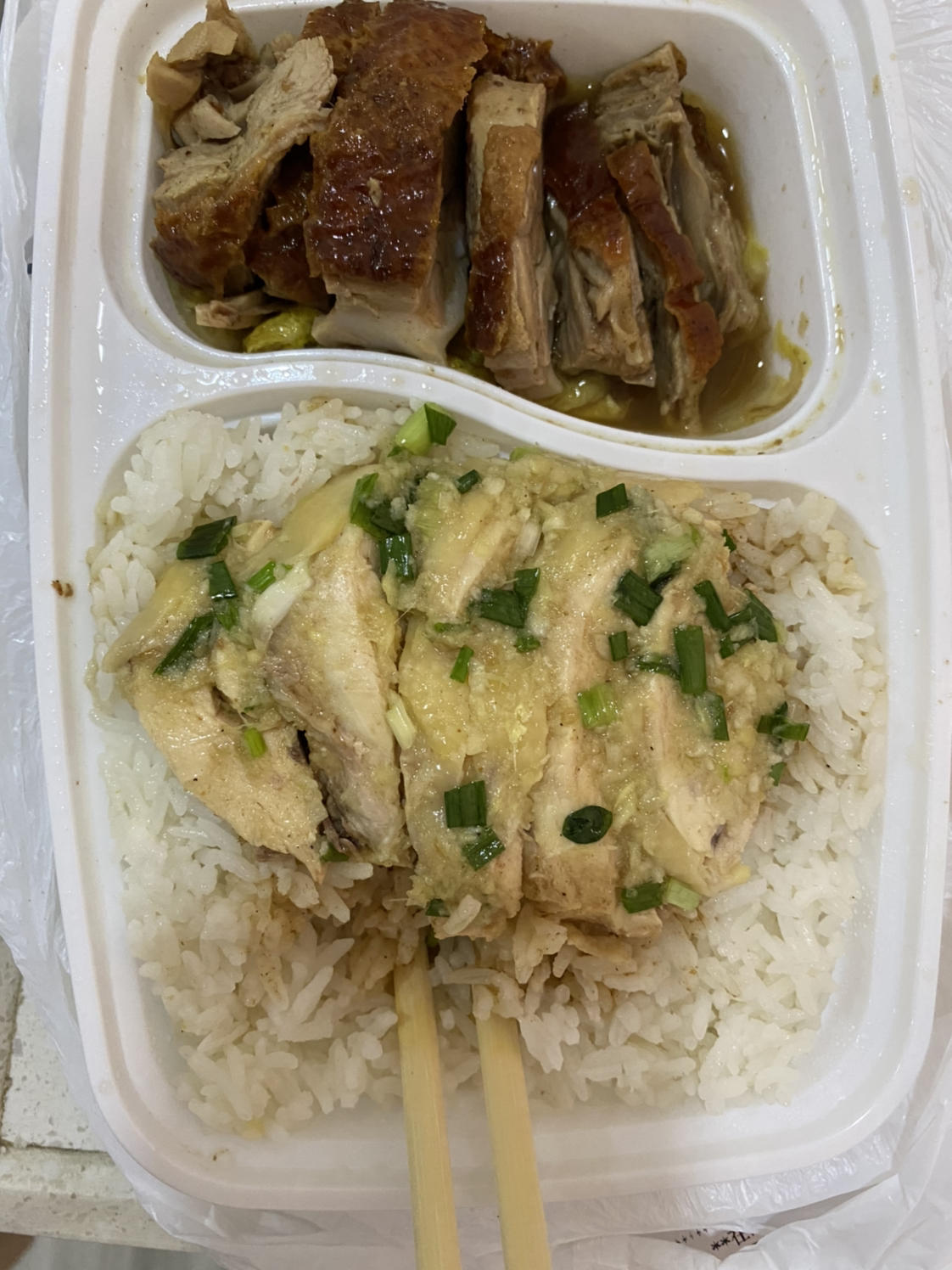 吃个快餐白切鸡加烧鸭