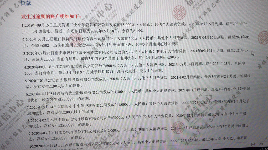 征信报告 够黑吗